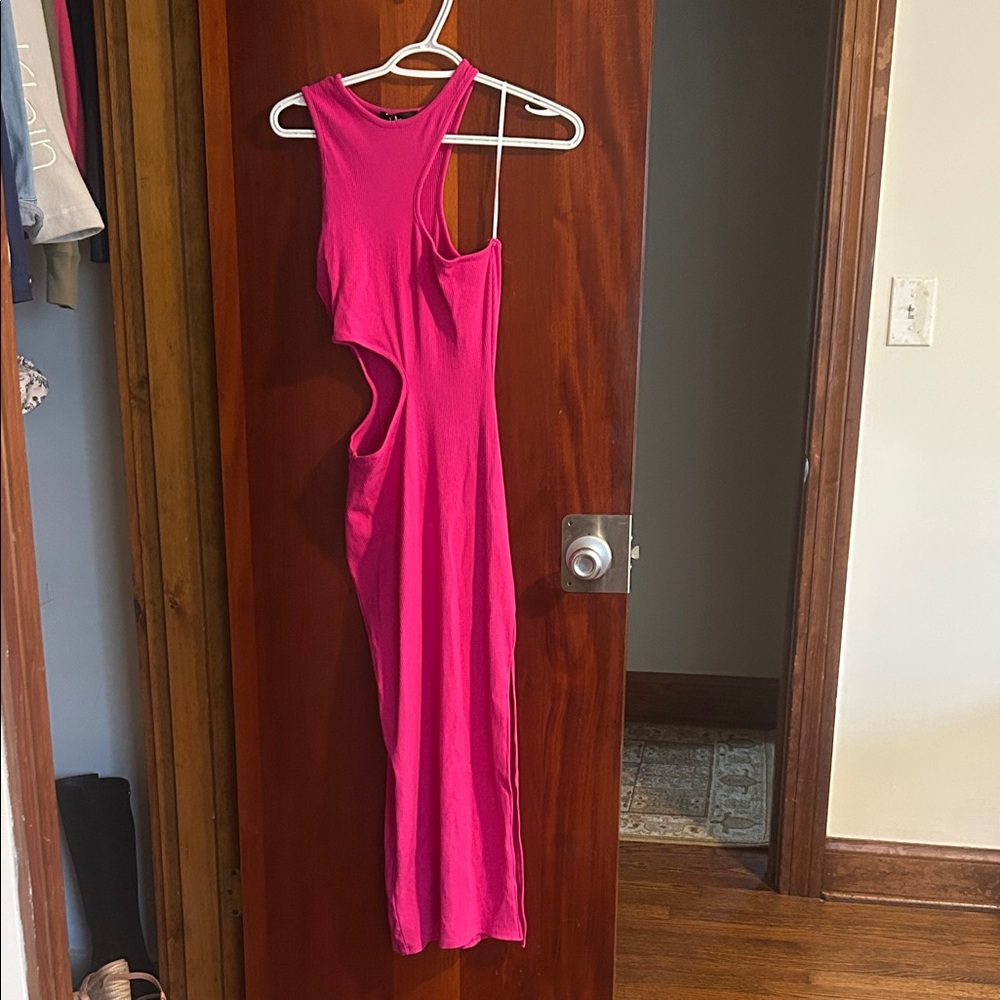 Lulu's Vibrant Pink Asymmetrical Dress